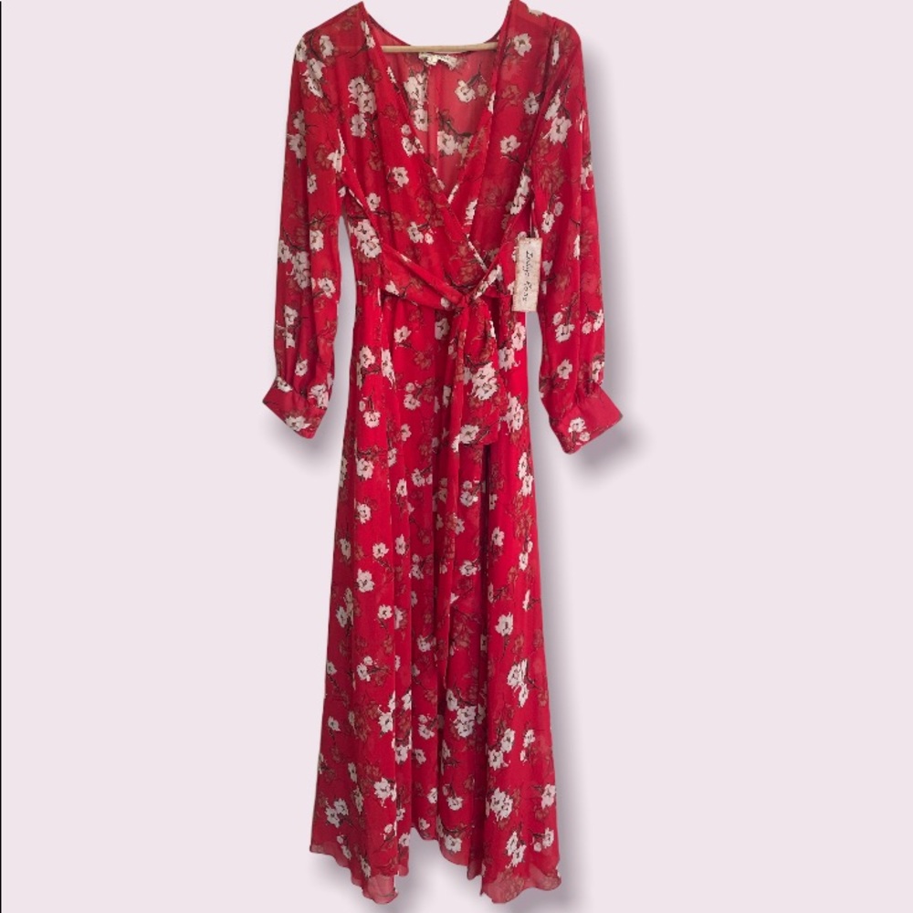 Red flower maxi dress